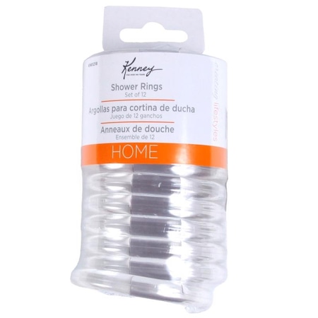 Kenney Mfg Kenney Clear Plastic Shower Curtain Rings 12 pk KN61218V2